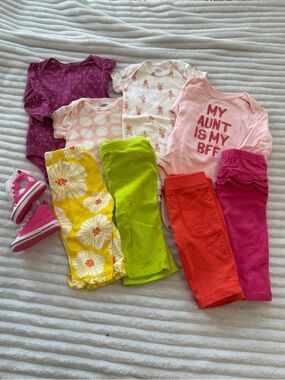 6 Month Girl’s Bundle - Onsies, Pants, & Shoes